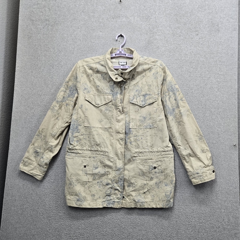VINTAGE Chaps Women Jacket XL Beige Floral Field Military Utility READ